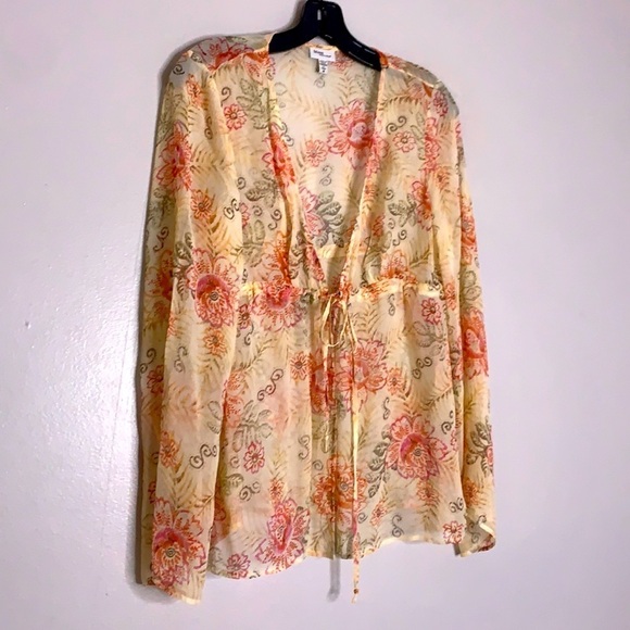 Mimi Maternity Peach Floral Sheer long sleeve cardigan medium - Picture 1 of 5